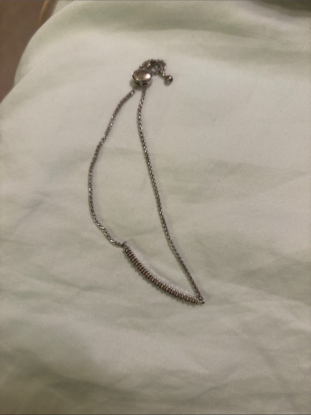 Sterling Silver Bar Bracelet with Clear Stones - Silver